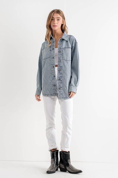 Studded Button Up Denim Jacket