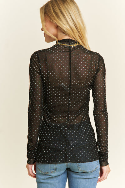 Polka Mesh Thumbhole Top