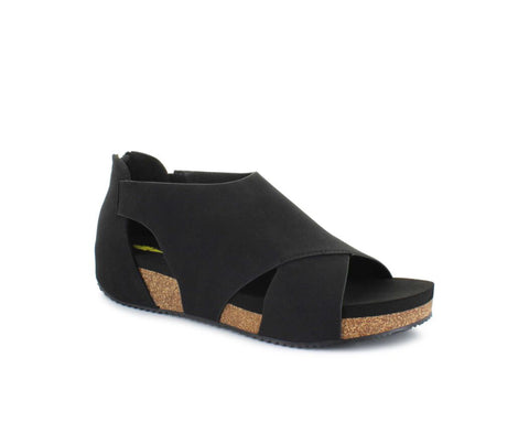 Volatile- Barstow Faux Suede Sandal With Cutout- Black