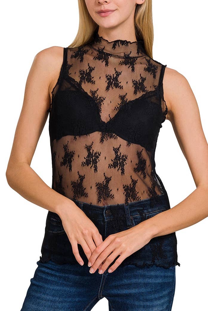 Lonnie Lace See-through Layering Sleeveless Top