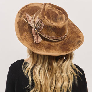 Rustic Cowgirl Feather and Band Fedora Hat