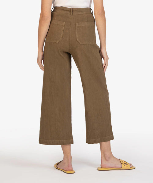 Kut From The Kloth- Topaz Linen Wide Leg- Dark Olive