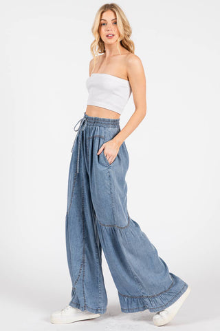 THE PALAZZO CHAMBRAY PANTS