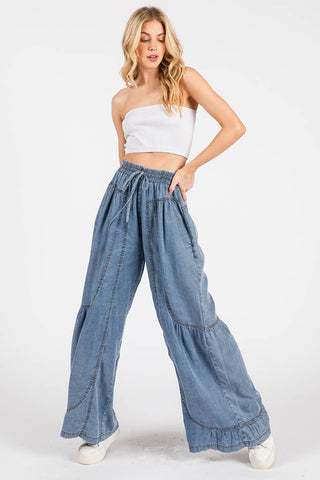 THE PALAZZO CHAMBRAY PANTS