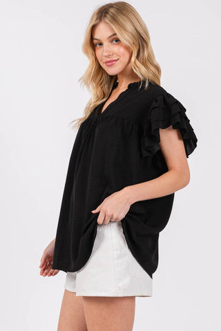The Classic -RUFFLE SLEEVE BLOUSE