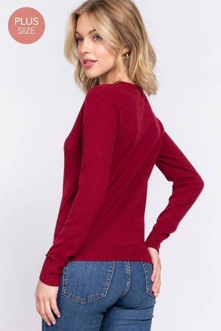 The Plus Long Sleeve Crew Neck Basic Sweater