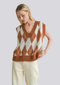 Sage The Label- Shawna Argyle Sweater Vest