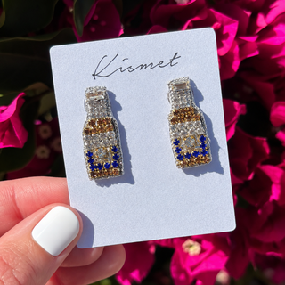 Cervezas Hand Made Embellished Beaded Stud Earrings