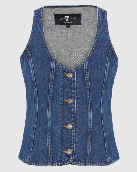 7 For All Mankind Fitted Denim Vest In Secretariat