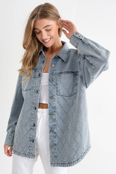 Studded Button Up Denim Jacket