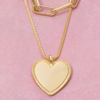 Gold Dipped Heart Pendant Chain Layered Necklace