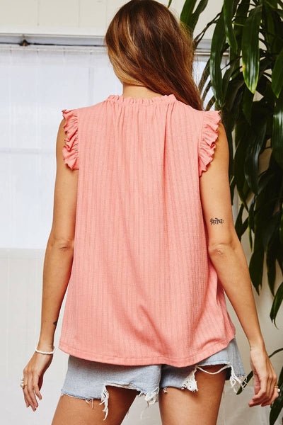 Rachel Ruffle Top-Coral