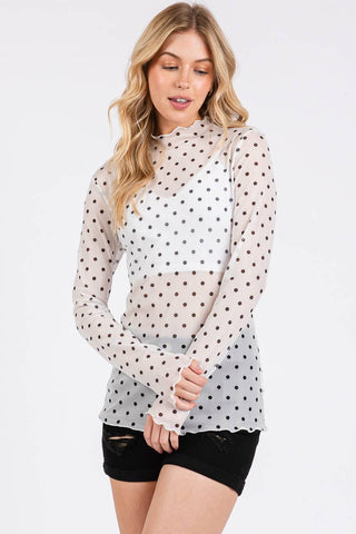 The Polka Dot mesh Long Sleeve Top