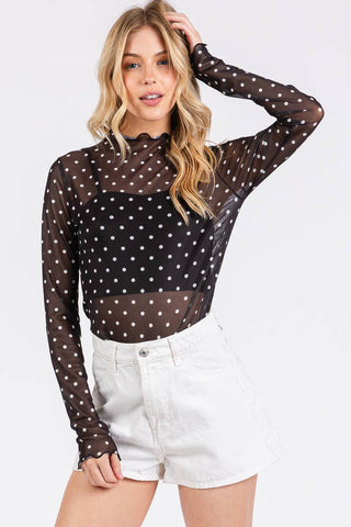 The Polka Dot mesh Long Sleeve Top