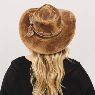 Rustic Cowgirl Feather and Band Fedora Hat
