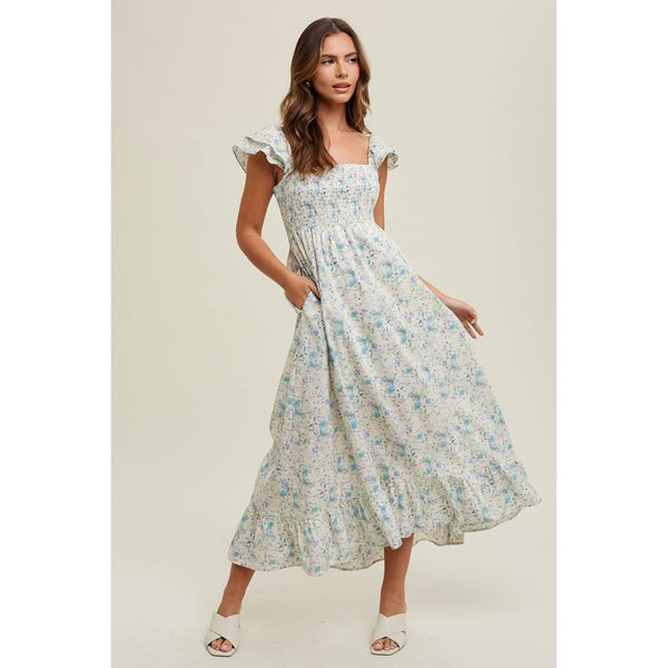 Frita Floral Smocked Midi Dress