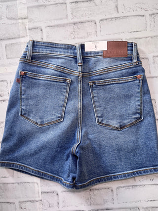 Judy Blue High Waist 2 Button Mid Length Dad Shorts