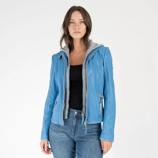 Finja Leather Jacket- Blue