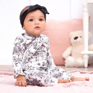 Petale'  Baby Girl Bamboo Toile Zipper Romper