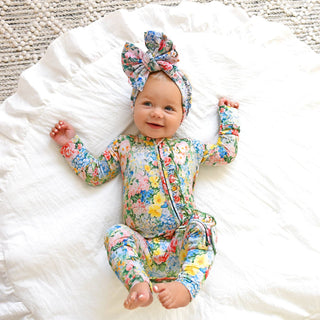 Gigi and Max - Joanna RUFFLE ZIP Bamboo One Piece Floral Baby Clothing