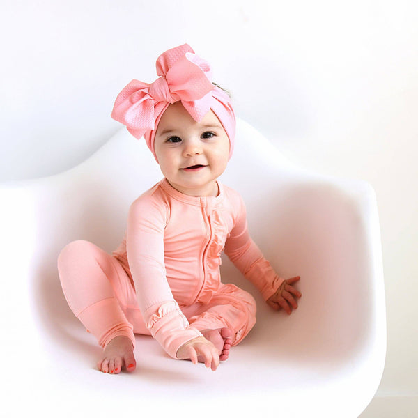 Gigi and Max - Bamboo Baby Pajama Sleepies Little Baby Ruffle Zip Olivia Pink