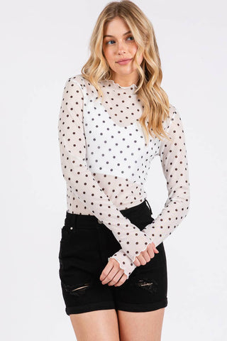 The Polka Dot mesh Long Sleeve Top