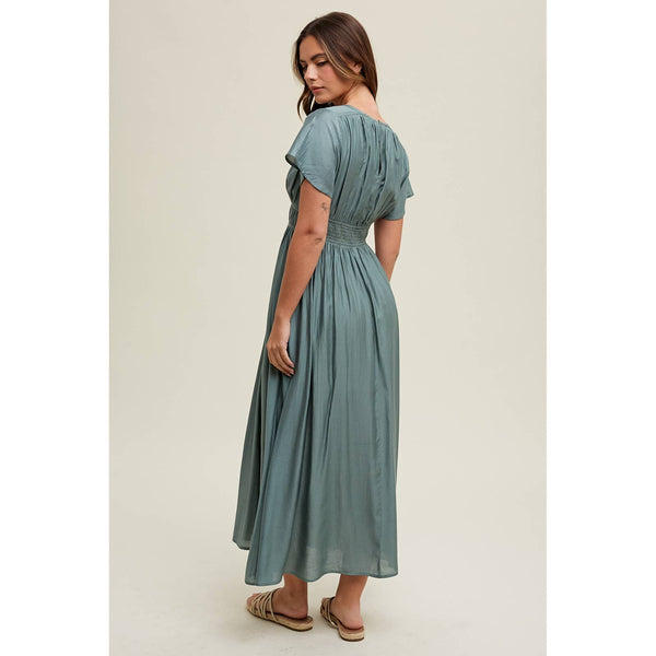 Cynthia Flutter Sleeve Midi Dress