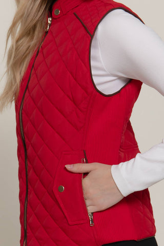 The Piping Detail Rib Quilted Padding Vest