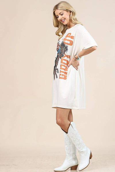 Western Giddy Up Graphic T Shirt Dress