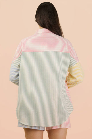 Stripe Color Block Shirt Top