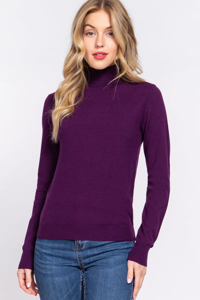 Long Sleeve Viscose Turtle Neck Sweater