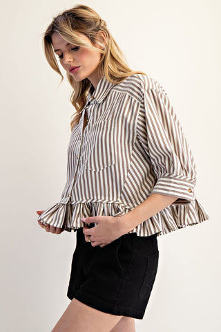 The Amelia Striped Peplum Blouse