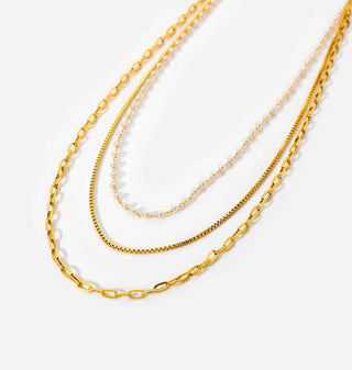 Tides Pearl Triple Layered Chain Necklace