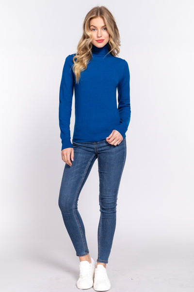 Long Sleeve Viscose Turtle Neck Sweater