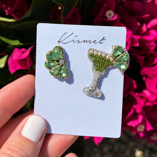 Margarita and Lime Hand Made Embellished Bling Stud Earrings