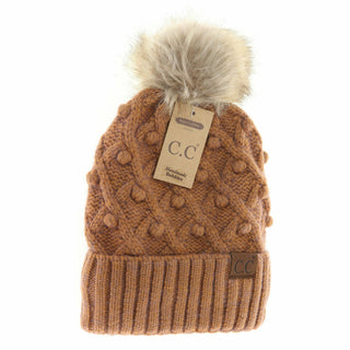 Bobble Knit Fur Pom C.C Beanie
