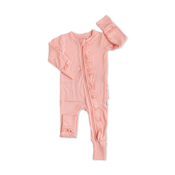 Gigi and Max - Bamboo Baby Pajama Sleepies Little Baby Ruffle Zip Olivia Pink