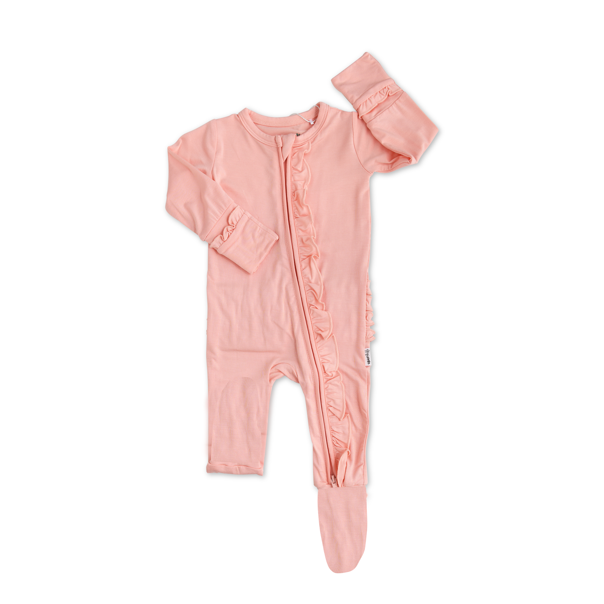 Gigi and Max - Bamboo Baby Pajama Sleepies Little Baby Ruffle Zip Olivia Pink