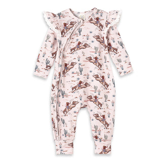 Prairie Princess Baby Girl Bamboo Western Zipper Romper