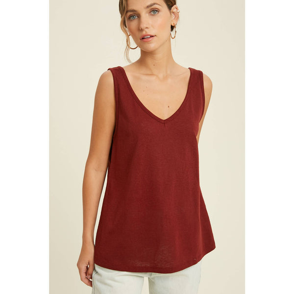 Wishlist Apparel - Women's Casual V-Neck Sleeveless Knit Blouse