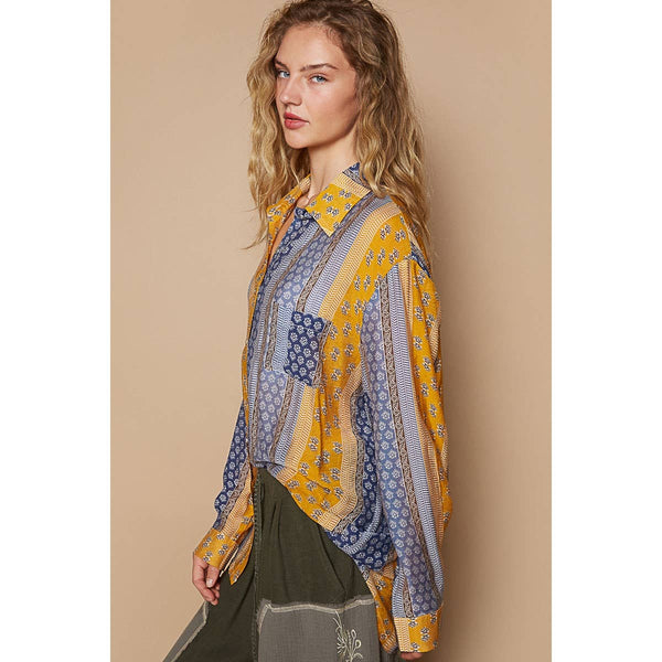 Julia Vintage Washed Printed Woven Shirt