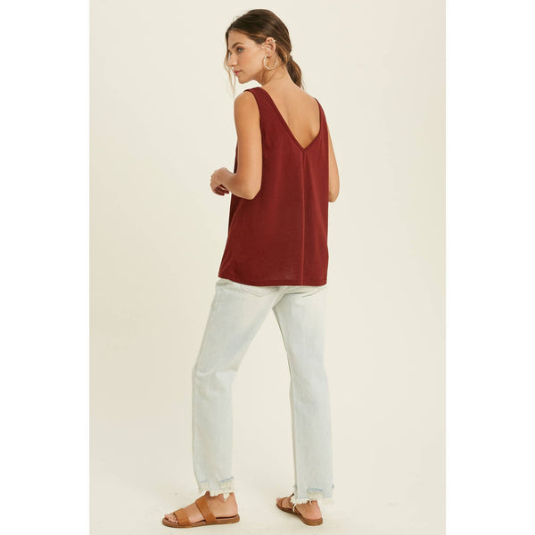 Wishlist Apparel - Women's Casual V-Neck Sleeveless Knit Blouse