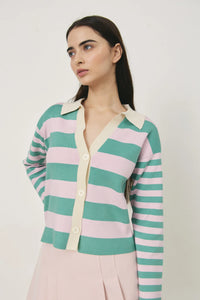 Deluc- Mondrian Cardigan- Striped Lilac