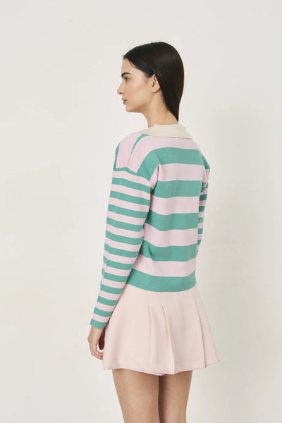 Deluc- Mondrian Cardigan- Striped Lilac