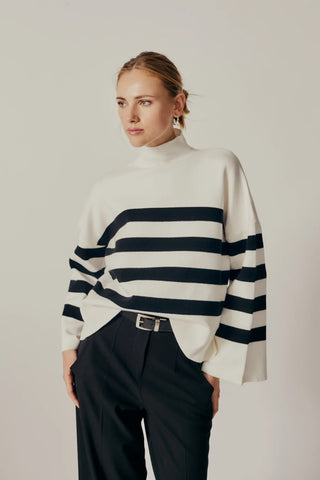 Deluc- Clivia Striped Turtleneck Sweater