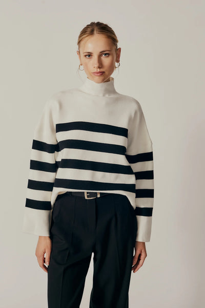 Deluc- Clivia Striped Turtleneck Sweater