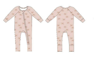 Baylor Moon - Neutral Bows | Bamboo Zipper Pajamas