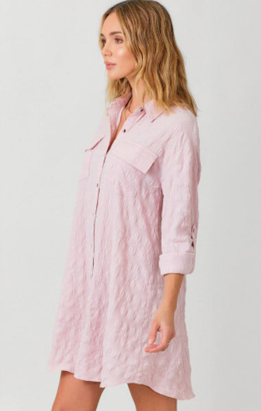 Rose Textured Shirt Dress