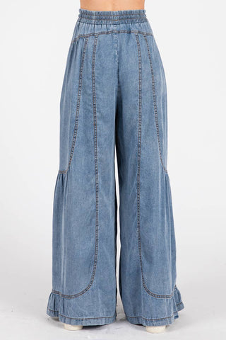 THE PALAZZO CHAMBRAY PANTS
