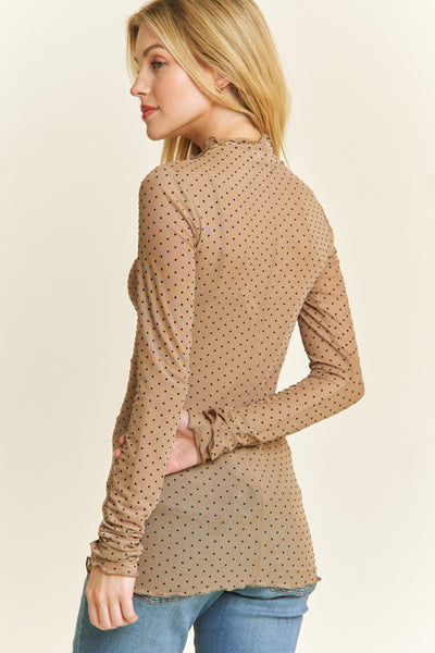 Polka Mesh Thumbhole Top